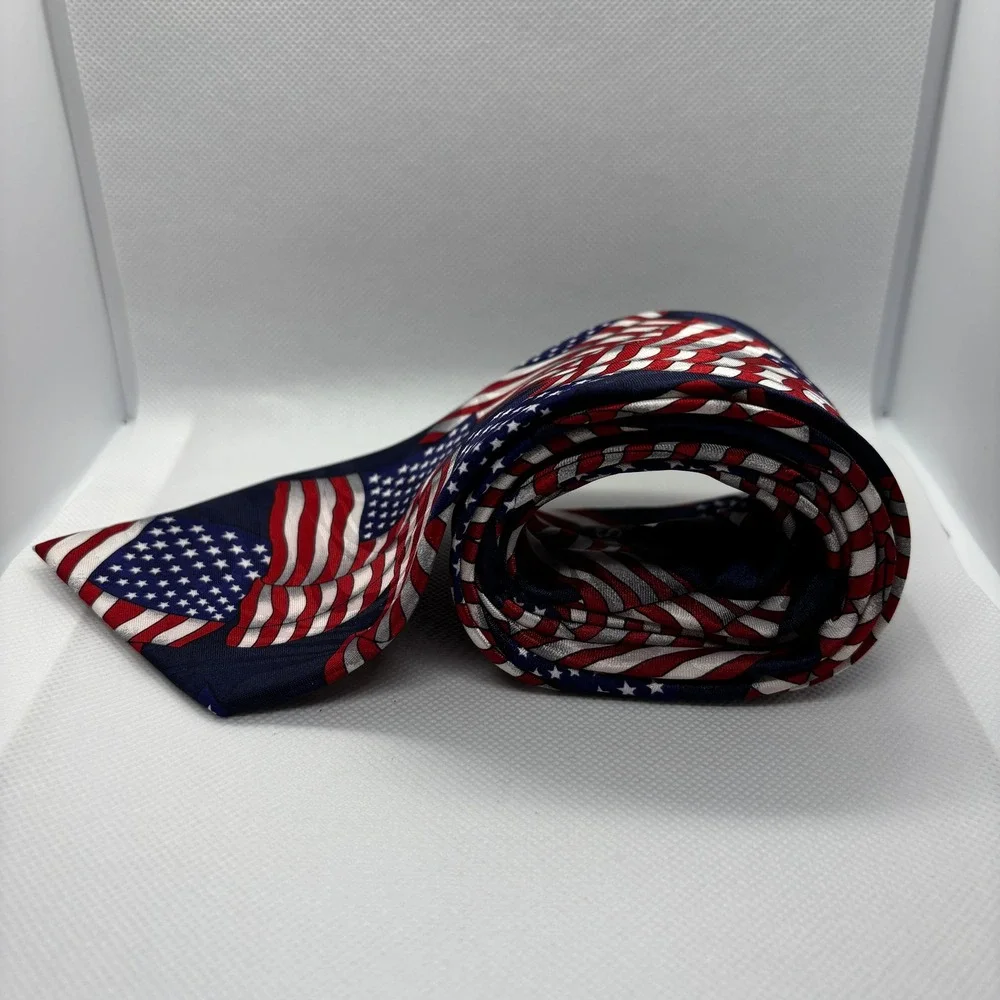 Steven Harris Hand Made American Flag Tie Patriotic USA‎ Necktie Americana